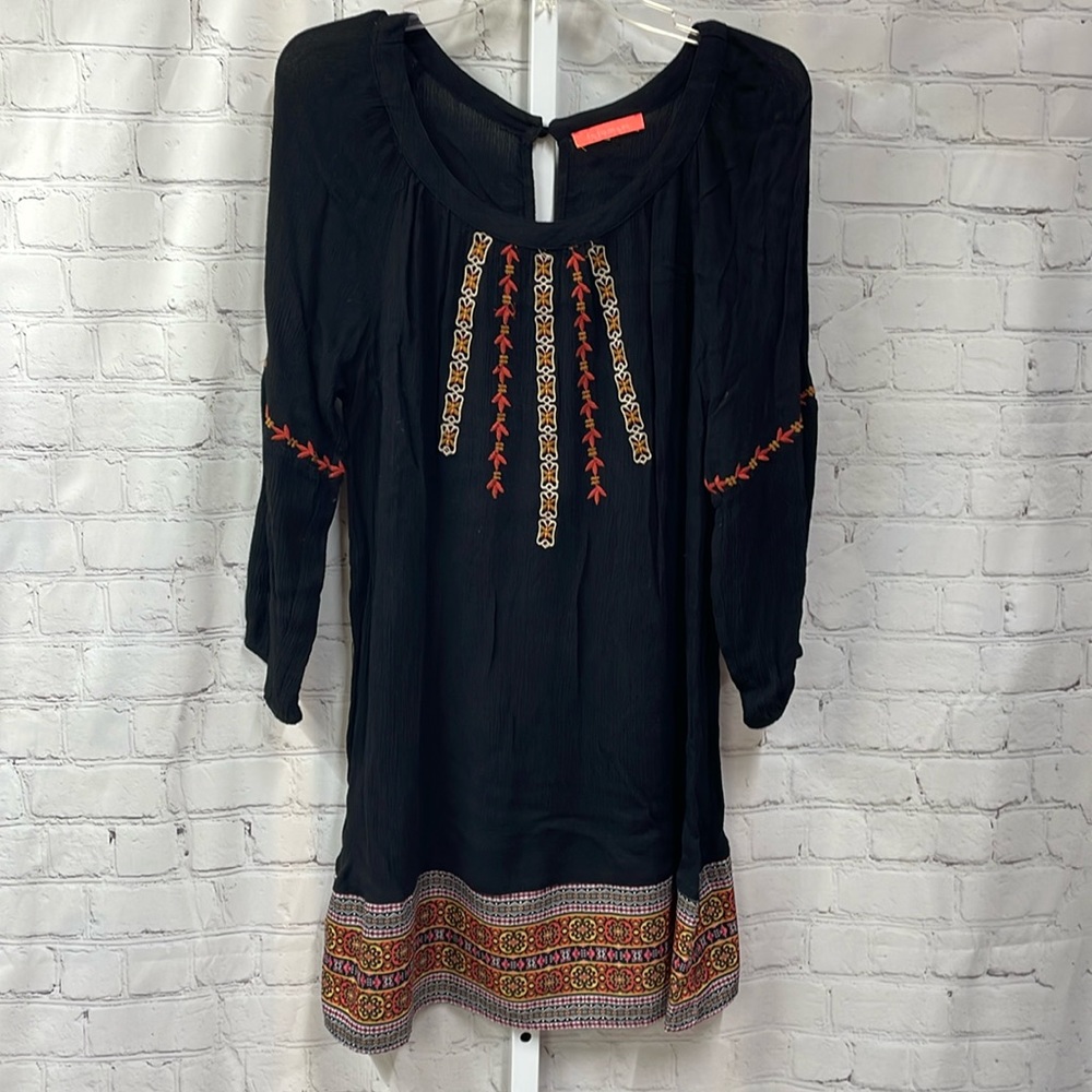 Lulumari Anthropologie black multi colored bottom large dress